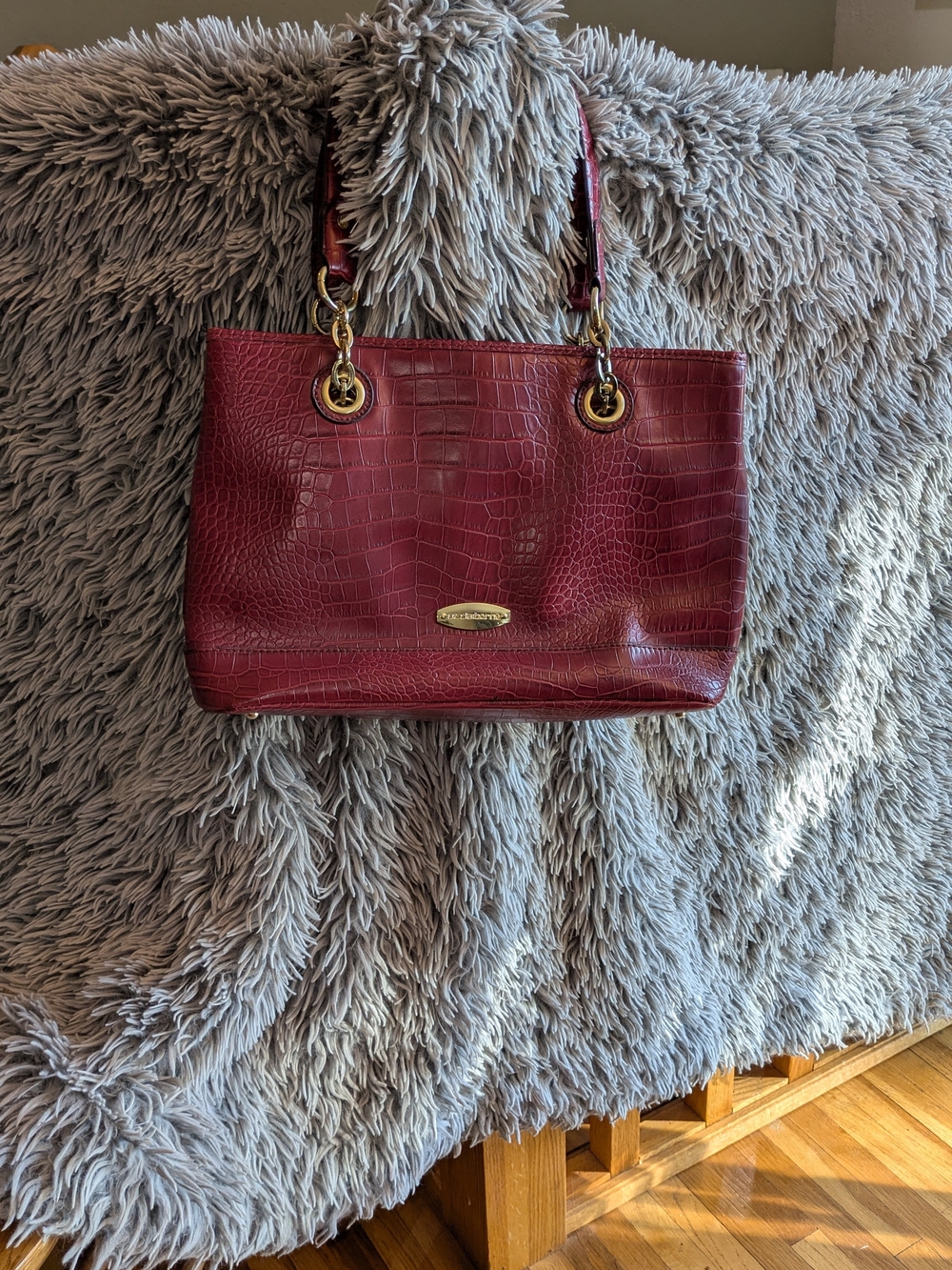 Liz Claiborne Crocodile-Texture Tote in Red
